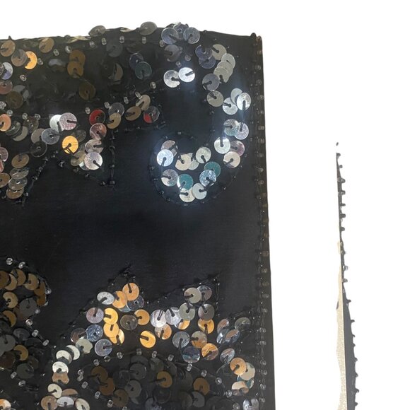 Vintage Patchouli Silk Top Womens Size L Black Sequined Party Cocktail Evening G - Picture 13 of 14